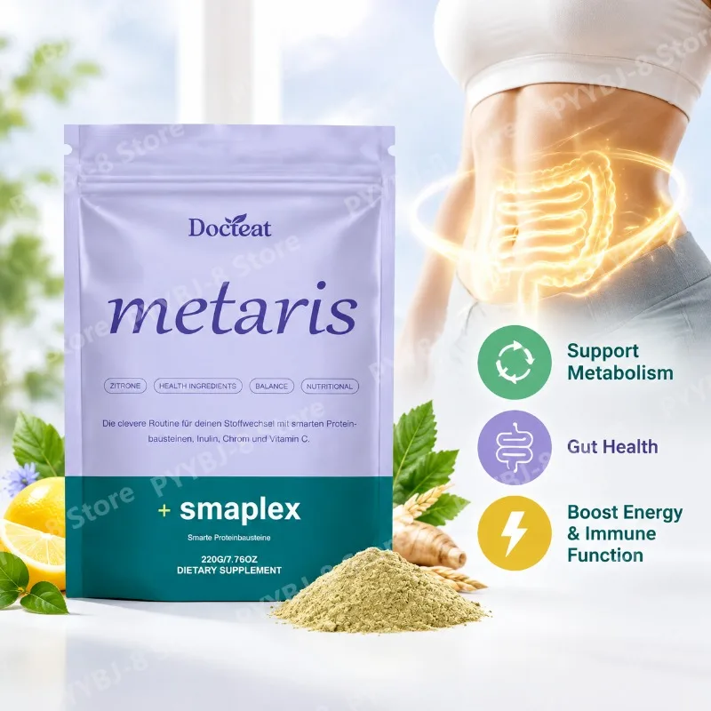 Metaris Powder,Support Metabolism & Gut Health,Boost Energy&Immune Function,Inulin Chromium L-Carnitine Plant Protein Blend,220g