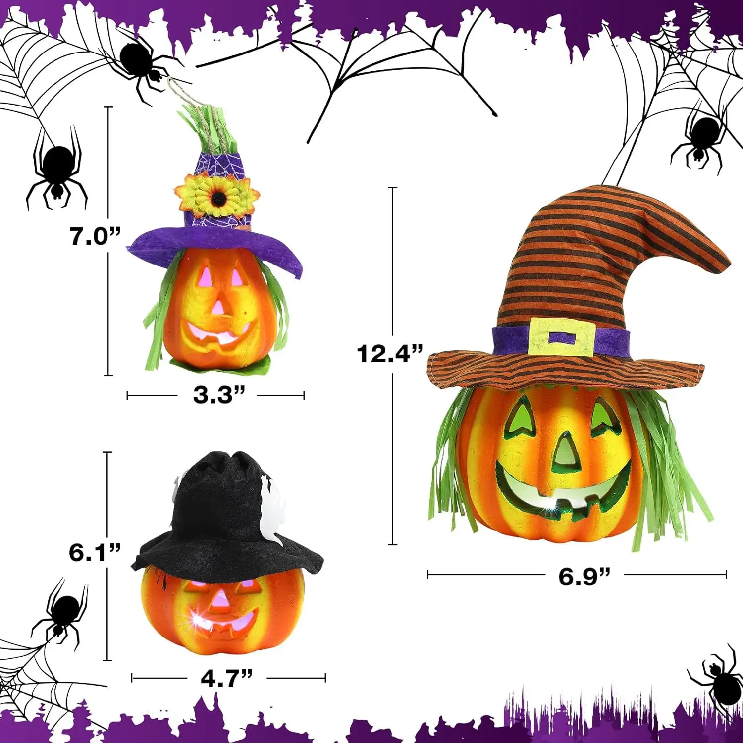 Halloween lâmpada de abóbora para decoração interior e exterior, abóbora-como lanterna set, 6 pack