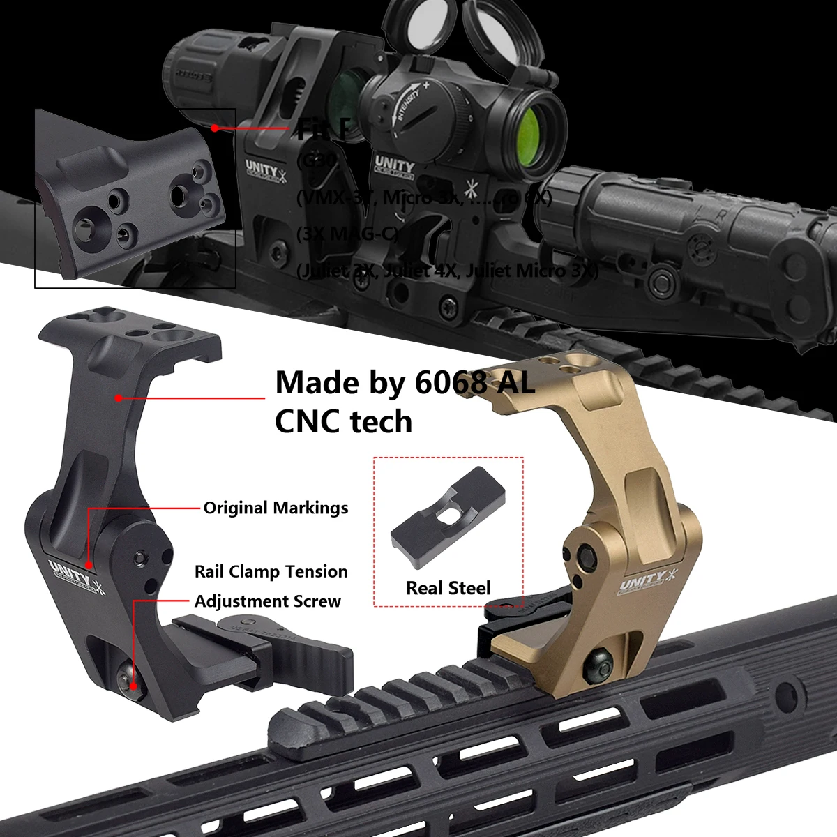 

Tactical Hrf Skiff UNITY Laser Riser Mount G33 G43 Magnifier FAST FTC Mount 2.26" Optic Riser Mount T01 Holographic Sight Scope