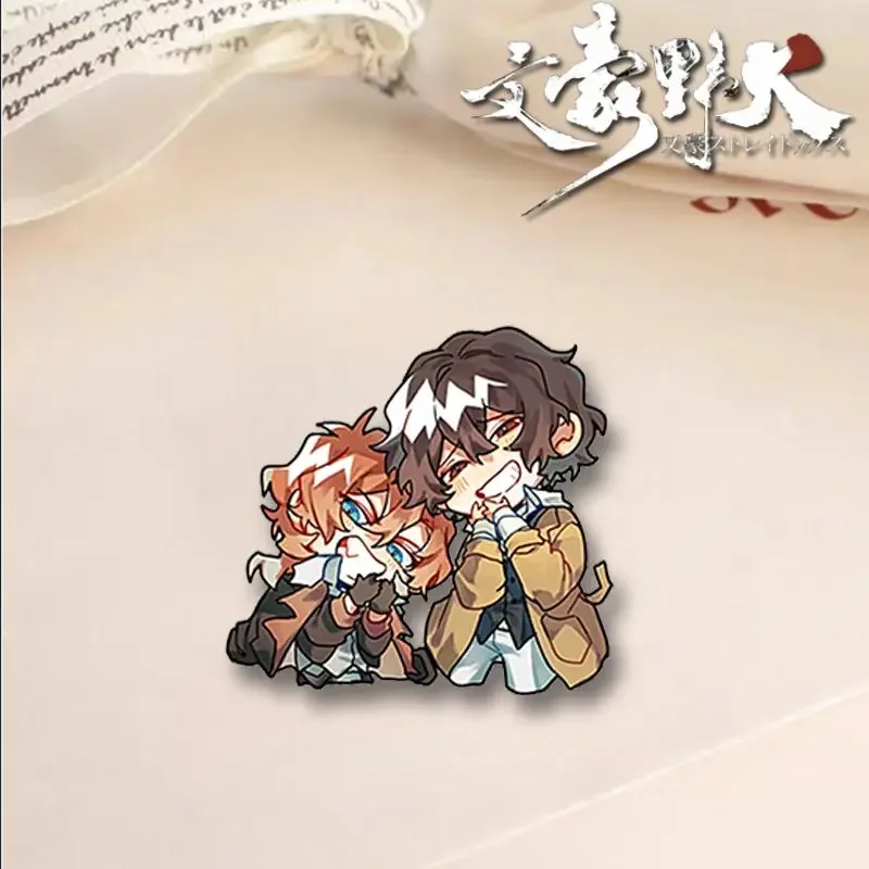 Bungo Stray Dogs Acrylic Brooch Dazai Osamu Nakahara Chuuya Anime Accessories Q Version Cartoon Badge Cute Bag Ornament Collect