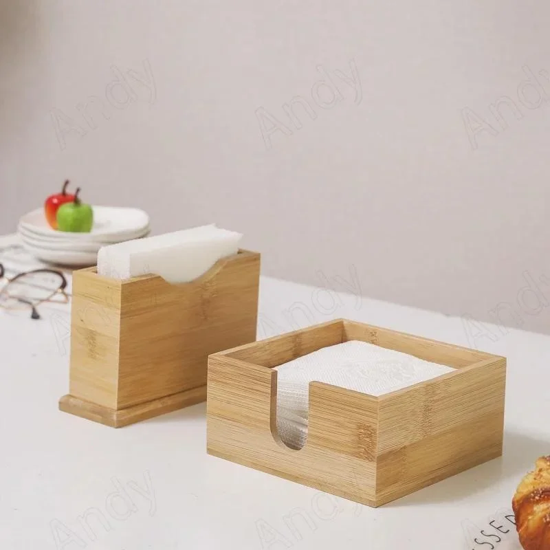 1PC Simple Wooden Tissue Box Cafe TableTop Tissue Holder Western Restaurant Napkin Paper Boxes Home Decoration