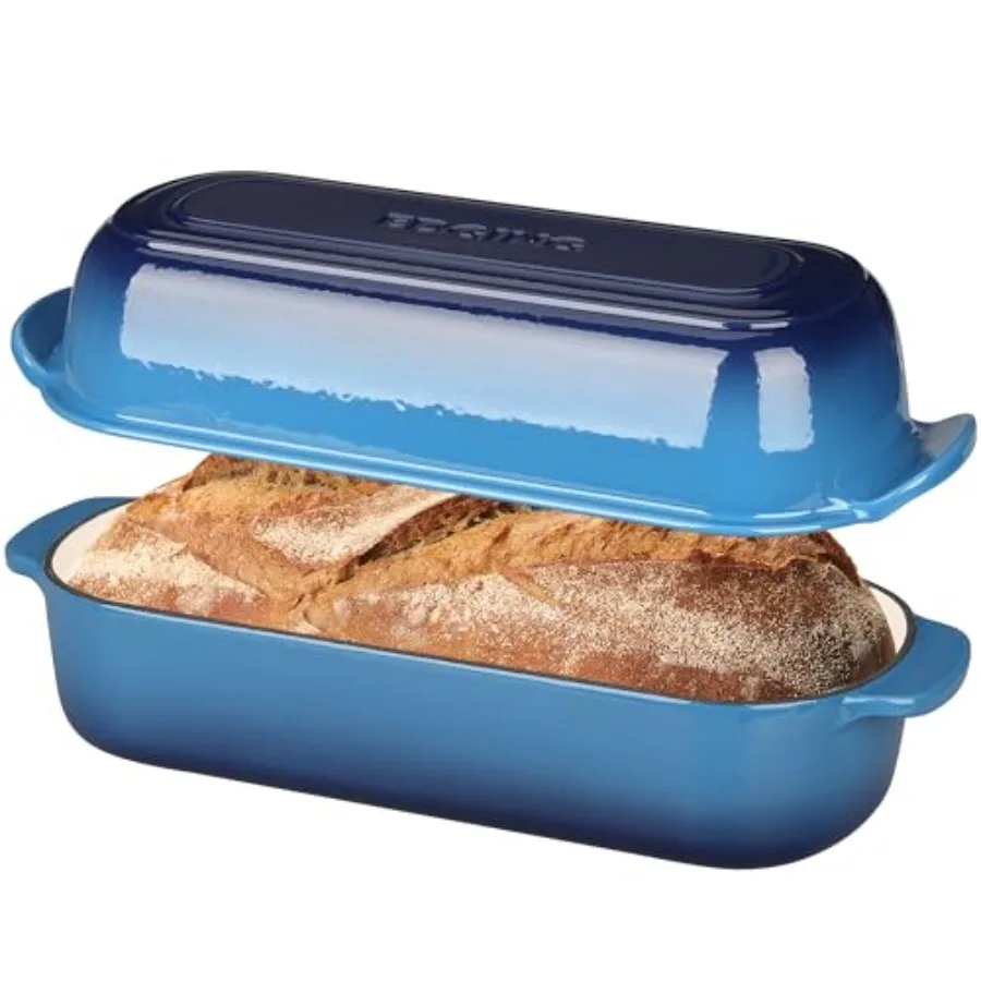 

Enameled Cast Iron Loaf Pan with Lid Bread pan Dutch Oven Bread pan for Homemade Sourdough Bread Baking 12.5x5.5 inch 5qt