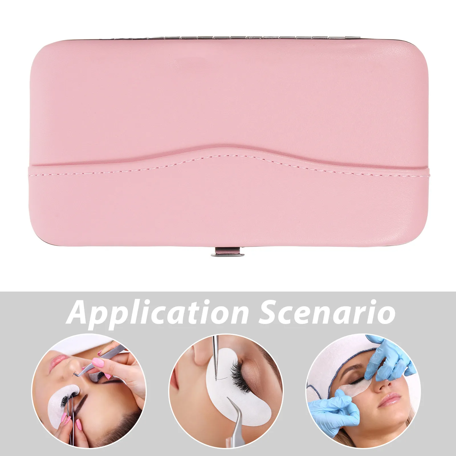 Eyelash Extension Tool Storage Case Tweezers Organizer PU Metal Empty Pouch Lash Tweezers Holder Bag Makeup Accessories Pink