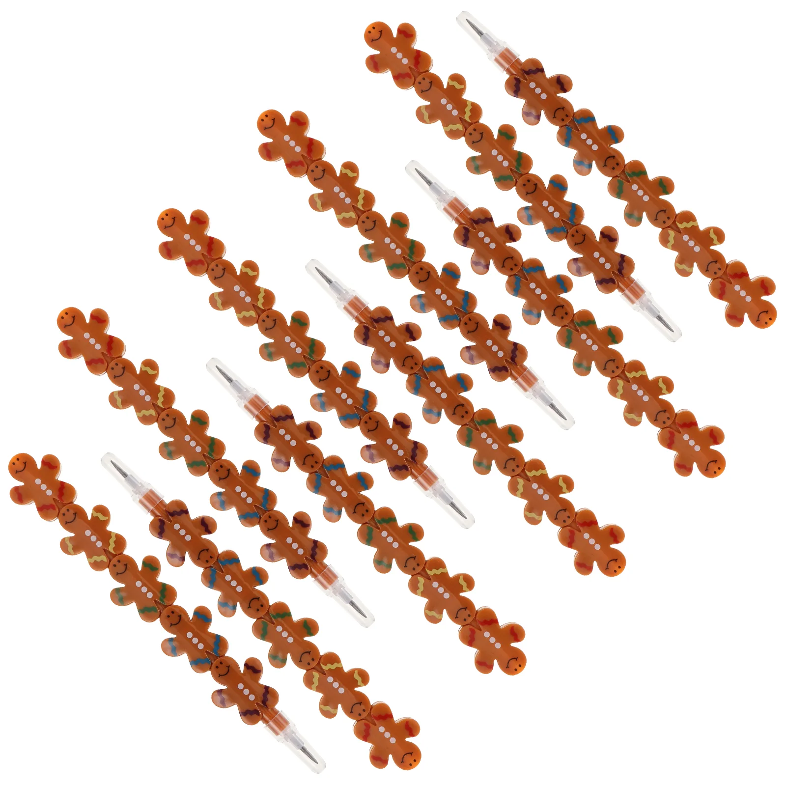 10 Pcs Gingerbread Man Pencil Stackable Pencils Kids Building Block Stacking Plastic Playing Non-Sharpening Decorative