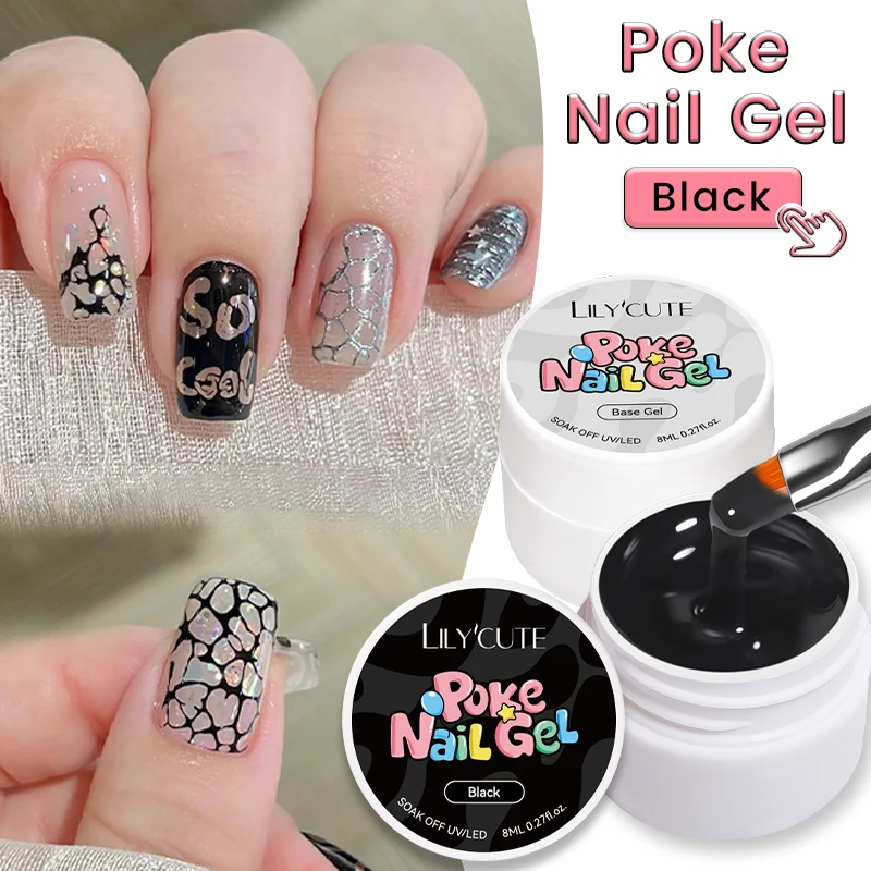 LILYCUTE 8 مللي فقاعة المحيط موجة مسمار الفن الغراء أبيض أسود مسمار كزة جوفاء اللوحة مسمار الفن النحت هلام نقع قبالة الأشعة فوق البنفسجية الورنيش #6
