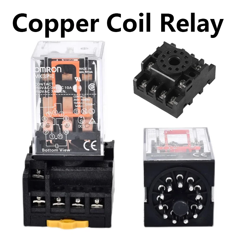 

MK2P-I MK3P-I AC220V/DC24V Copper Coil High Power Intermediate Relay Silver Contact General Micro Mini Electromagnetic Relay