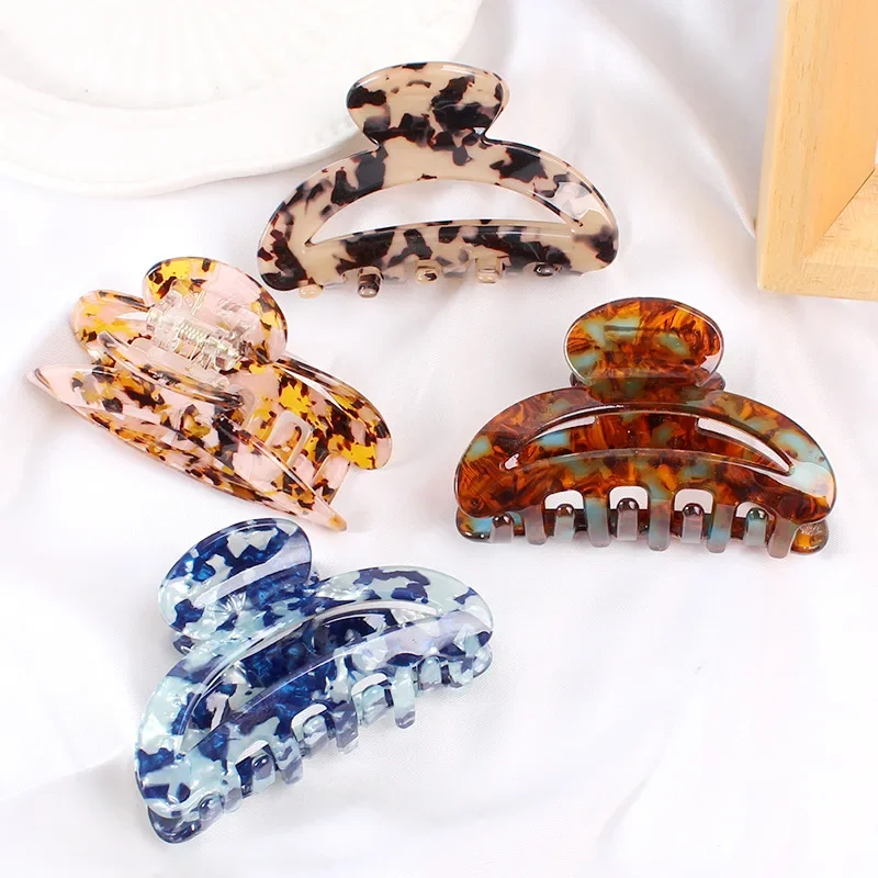 

13 Colors Acetate Hollow Geometric Crab Claw Fashion Korean Women's Hair Clips Girls Barrettes Hairpin Headwear