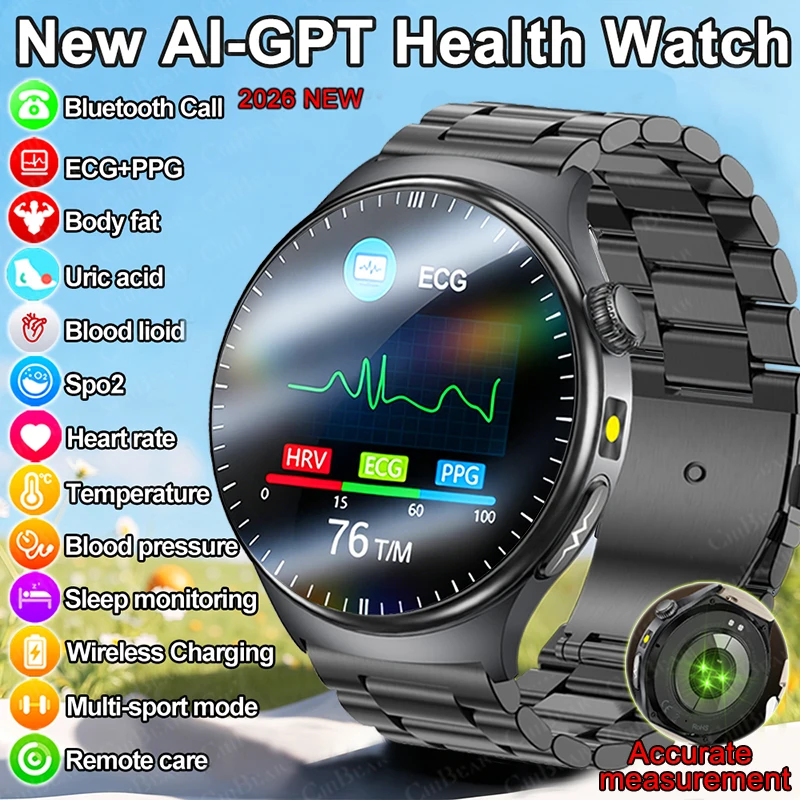 

Новые умные часы для мужчин с функциями мониторинга здоровья: измерение давления, пульса, сна, HD-звонки, ЭКГ+ППГ, AMOLED-экран