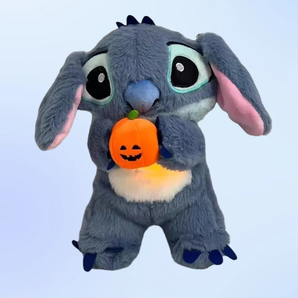 Hot Halloween Stitch Plush Doll With Breath Child Peluche Soothes Toys Anime Baby Light Sleep Toys Pumpkin Stitch Kids Gifts