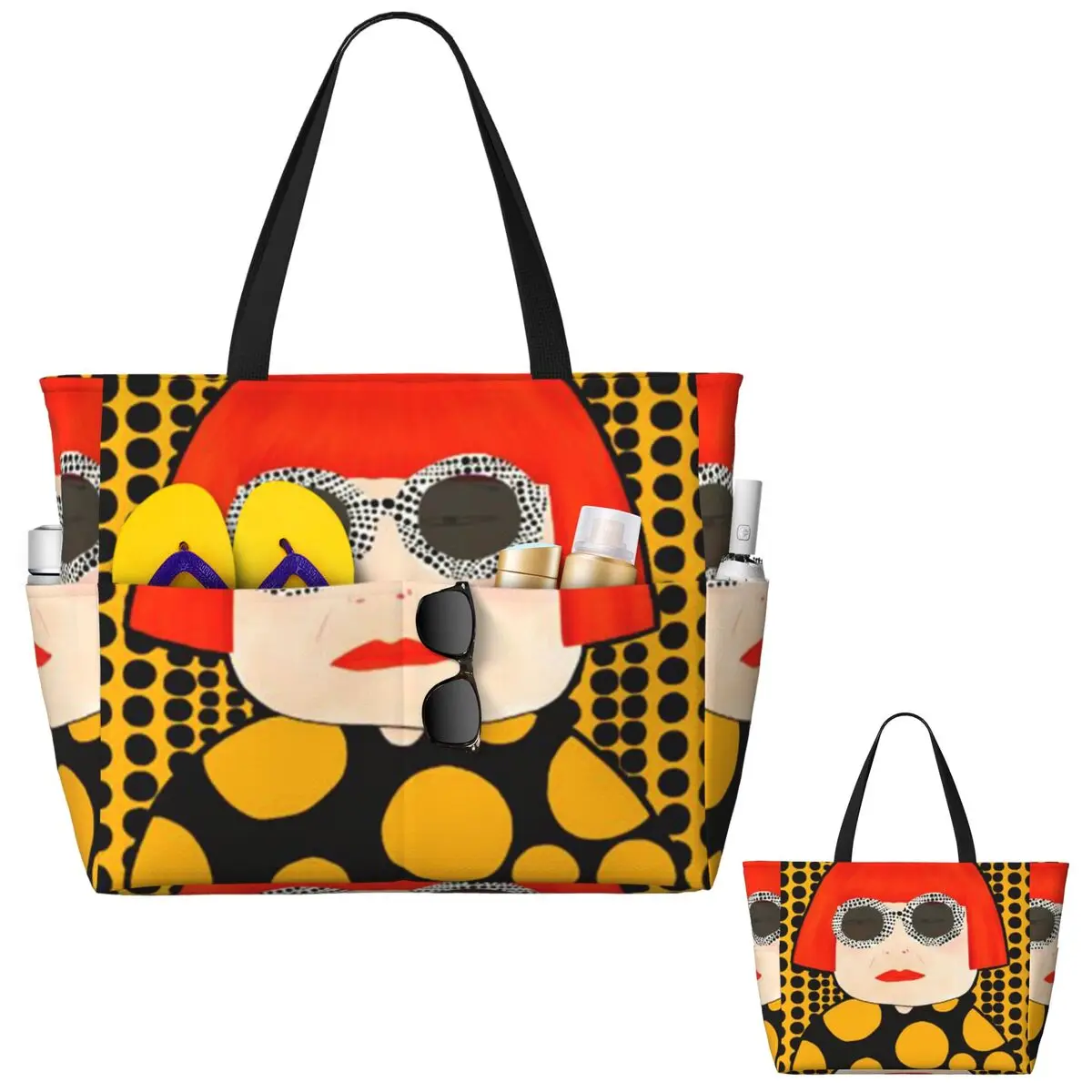 Yayoi Kusama Abstract Painting Beach Tote Bag Sport Gym Yoga Duffle Large Tote Bag Women Travel Bag Fitness bag