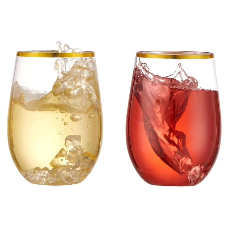 Copos vinho sem haste 12/16 onças, vidro coquetel plástico, copos uísque, bebendo reutilizável para