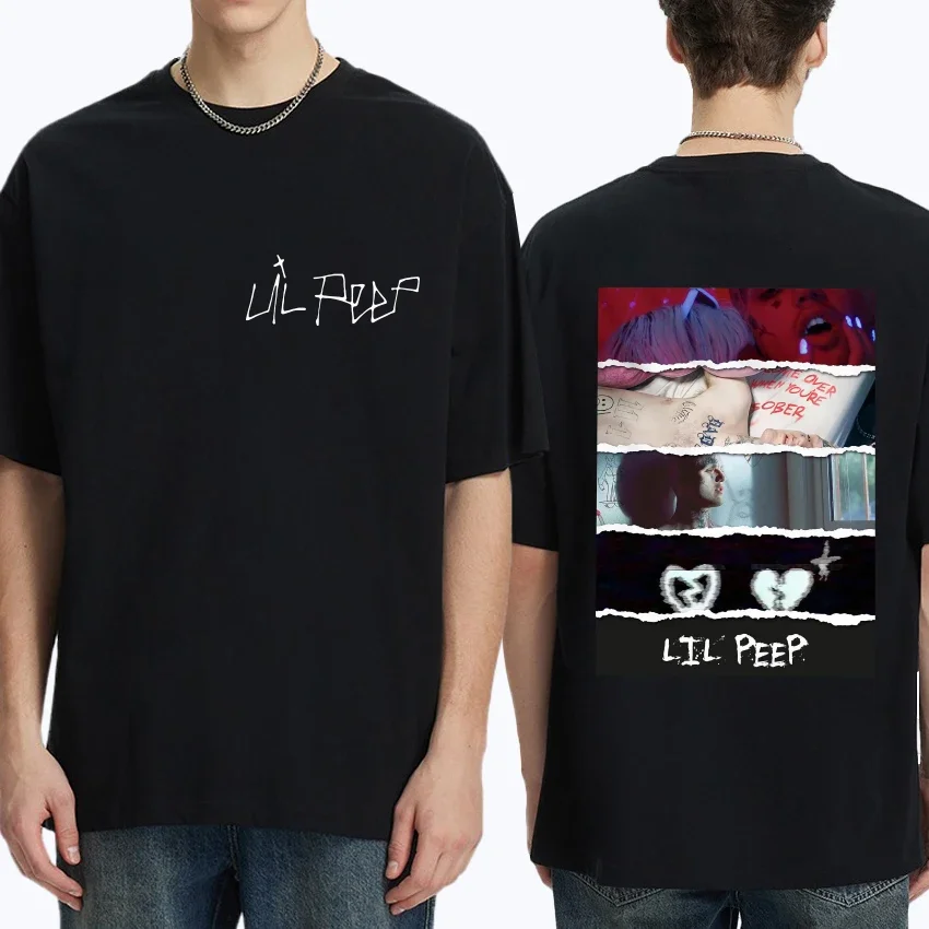 

Hot sale Lil Peep Hip Hop Album Double Sided Print T shirt Men Women vintage streetwear Unisex 100% Cotton short sleeve T-shirts