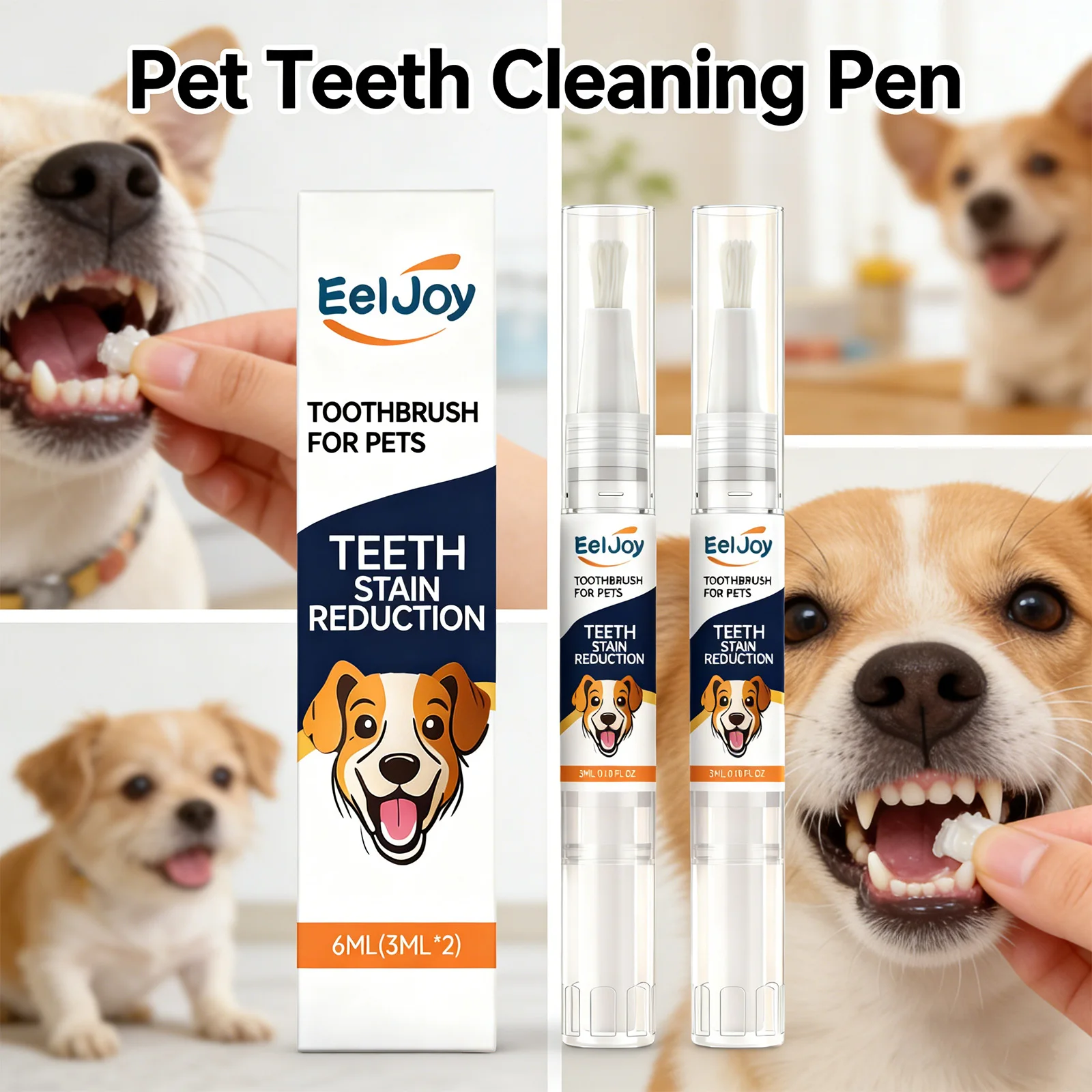 

Pet Teeth Cleaning Pen Gentle Oral Care Fresh Breath Remove Stains Plaque Tartar Whiten Teeth Easy Use for Dogs Cats Daily