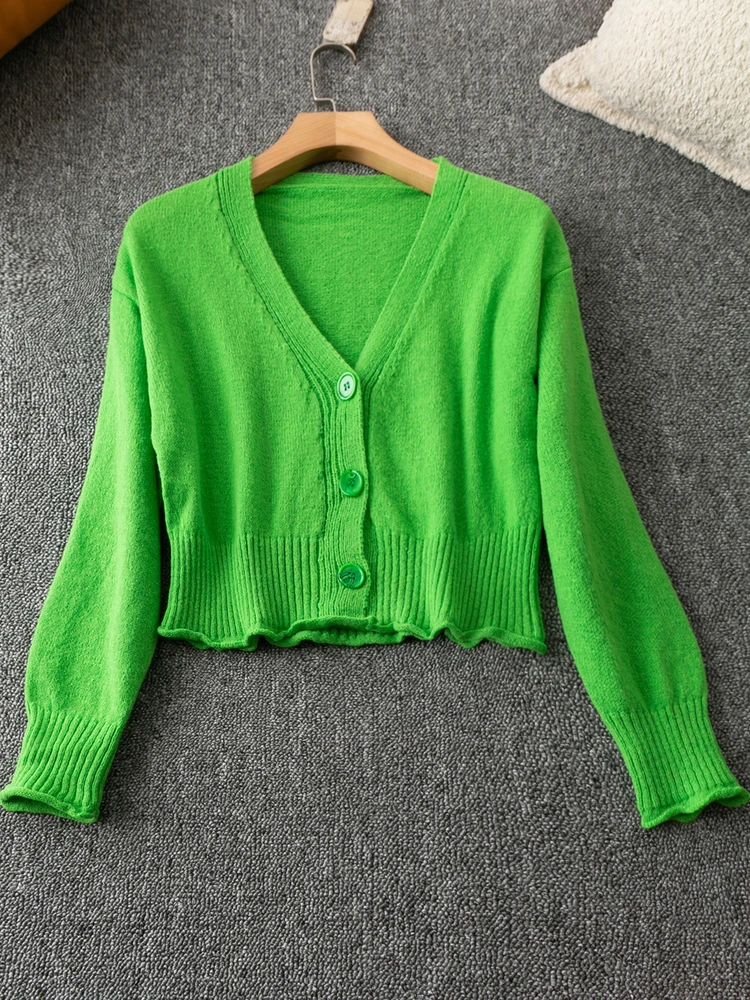 Maglione lavorato a maglia primavera autunno ort V-Ne Long Sve Faionable Semplice pendolare Versatile maglione da donna in misto poliestere