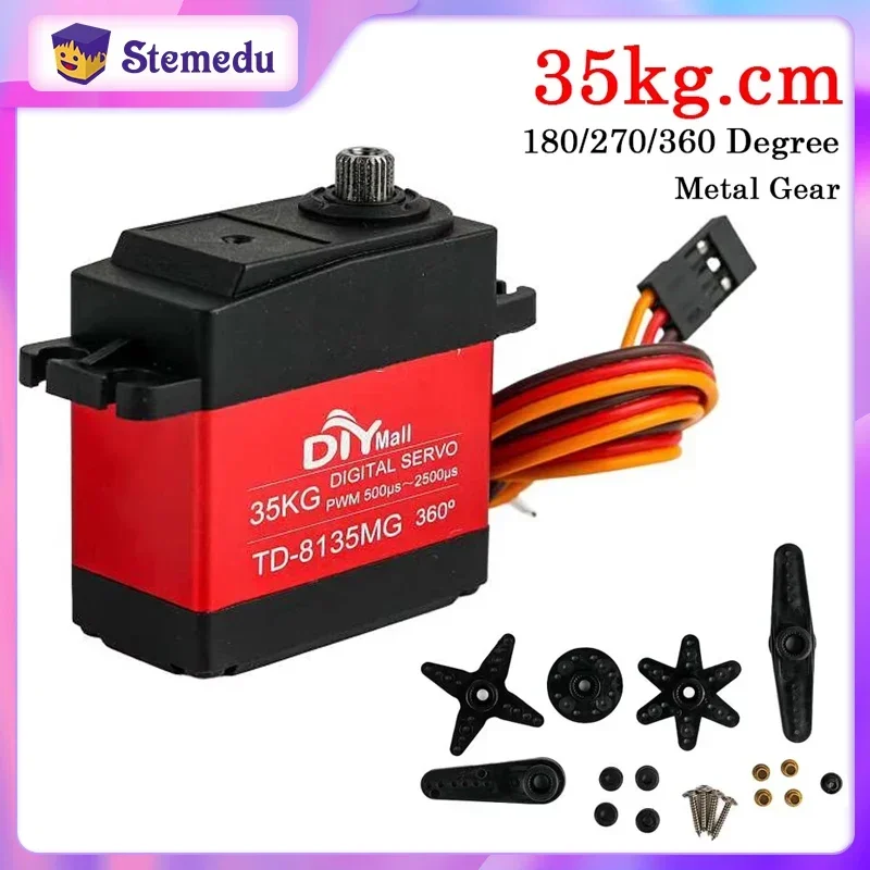 

TD-8135MG 35KG High Torque Standard Digital Servo Motor 180/270° Angle Control 360° Rotation RC Car Crawler Airplane Robotic Arm