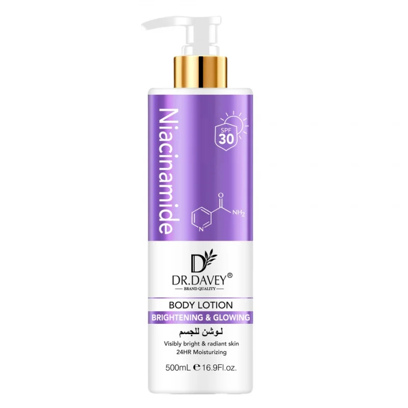 Loción Corporal con Niacinamida DR.DAVEY de 500ml, loción corporal con niacinamida y protector solar, combinación 2 en 1, refrescante, hidratante y no grasosa.