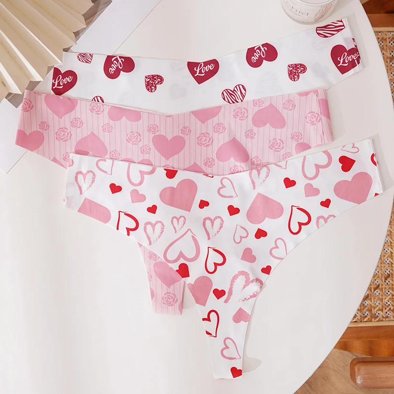 ملابس داخلية نسائية مثيرة مطبوع عليها حروف حب من Meet'r قطعة واحدة ملابس داخلية من الحرير الجليدي بدون خياطة سراويل يوجا منخفضة الخصر #5