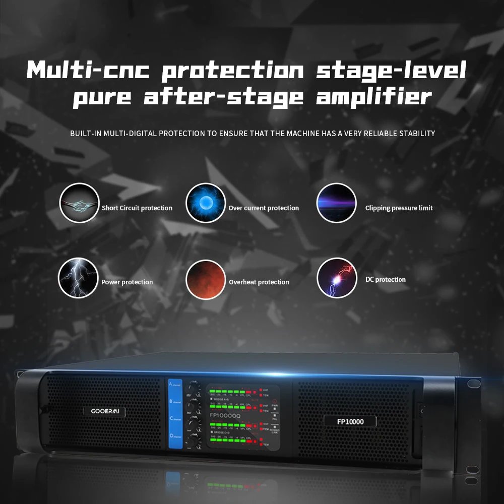 Gooermi FPProtein-Amplificateurs de puissance professionnels, Amplificateur de classe D, Utilisation pour DJ, 4x2000W, 10000W