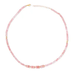 Rose Quartzs Beads Necklaces Natural Stone Amethysts Lapis Lazuli Necklaces Gold Color Chain Choker For Women Girl Energy Gifts