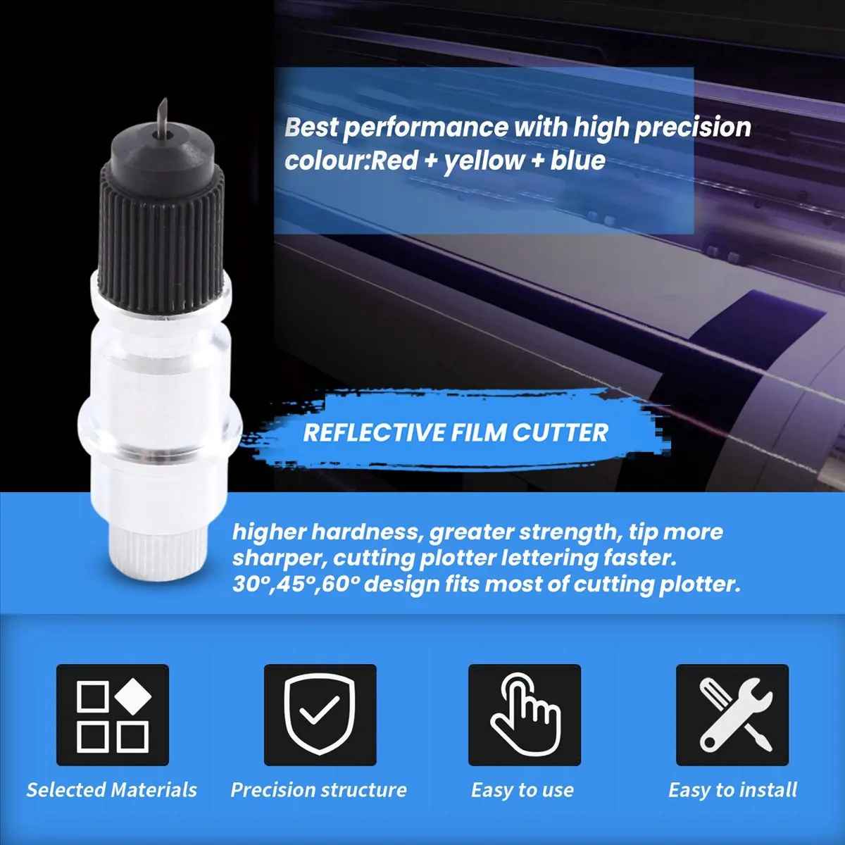 【plotter cutting Tool】 Blade Holder Base With 18Pcs Cutting Blades (30/45/60 Degree) For Silhouette Cameo 1 2 3/Portrait/Curio/G view 6