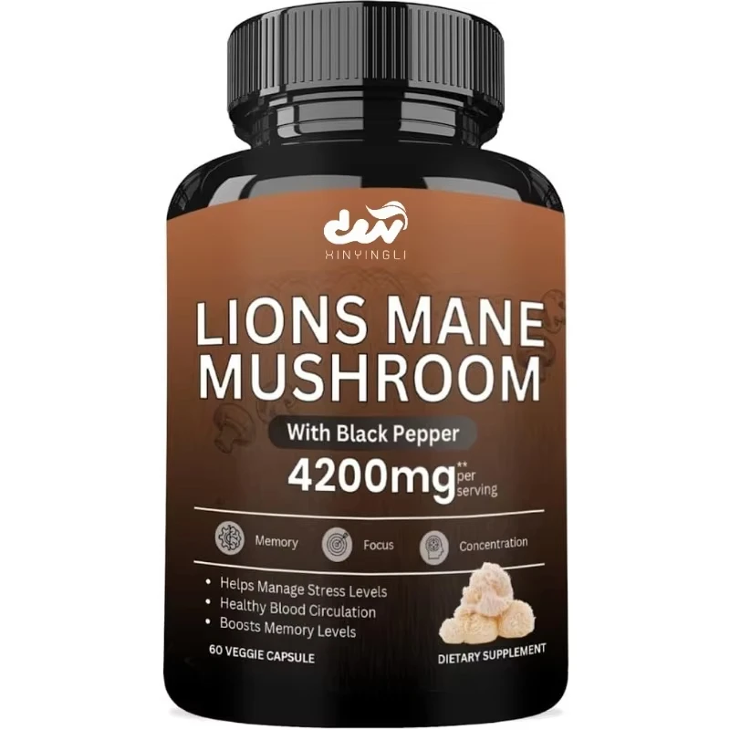 

Органическая грибная добавка Lion Mane - Грибная головоломка Lion Mane Mushroom Capsules - Без глютена - Без ГМО - 60 капсул