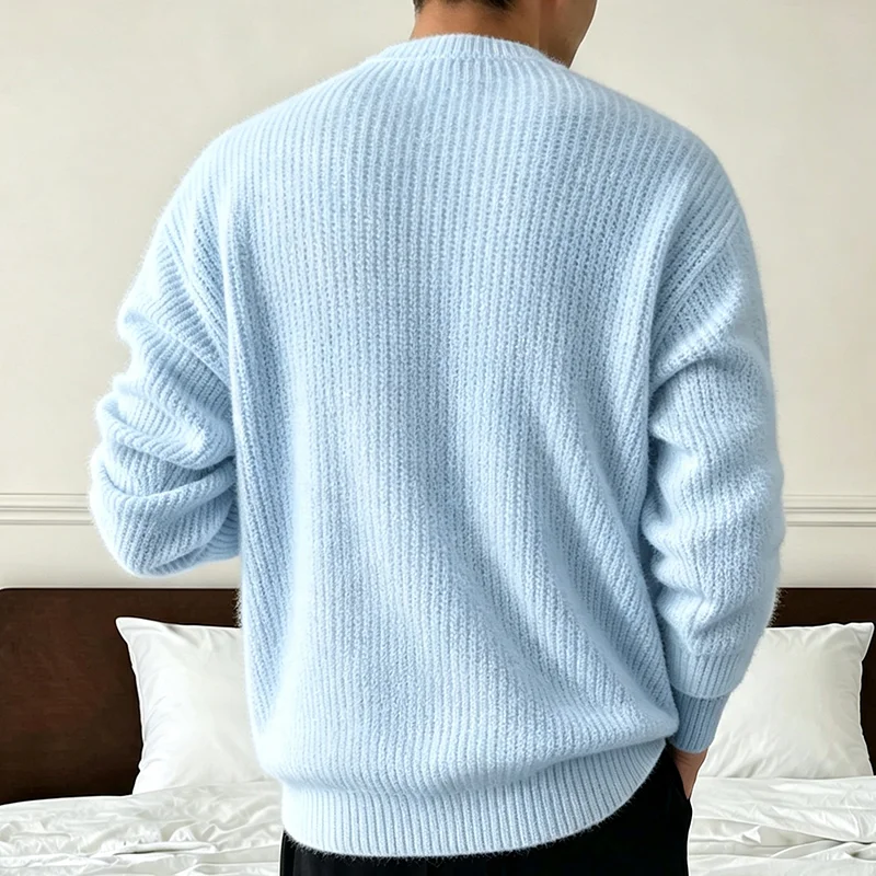 Spring Autumn Men's Solid Colo - Ribbed Knit Sweater review and price