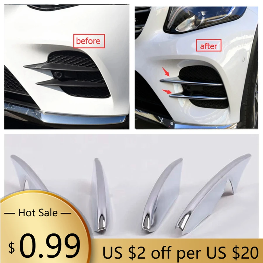 

Steering Covers Front Bumper Fog Lights Eyelid Eyebrow Outer Garnish Molding Cover Trim Fit For Mercedes Benz GLC X253 2015 -