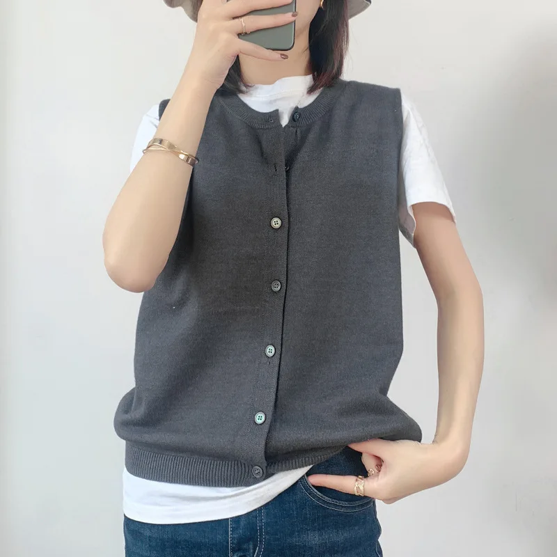 

Осень-зима, новый женский вязаный жилет в корейском стиле, кардиган без рукавов с круглым вырезом, свитер, пальто, топ, дропшиппинг