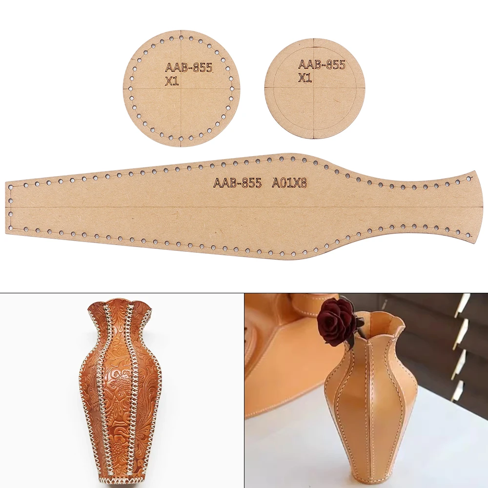 1 Set Kunstblumen-Vasen-Ornamente Dekoration - Kraftpapier-Vorlage, DIY Kunstleder Handgemachtes Kunsthandwerk - Nähvorlage mit Löchern