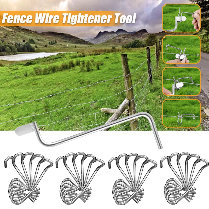 Fence Wire Tightener Tool Reusable Tighteners For Repair Loose Sagging Strands Barbed Steel Wire fence Twisting Tool w/Handle