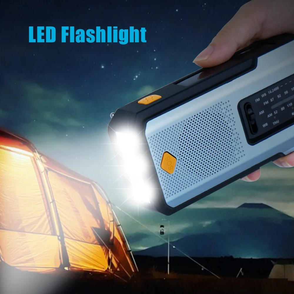 40xPortable Hand Crank Radio,Emergency NOAA Weather Radio,Solar Powered,AM/FM,SOS,Flashlight 2000mAh Rechargeable PowerBank