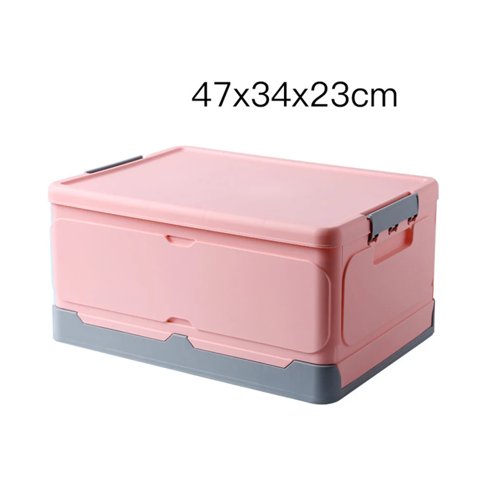 1Pcs Foldable Storage Box Pink Size L Convenient Portable Storage Case Buckle Design Organizer for Home Dorm Room Office