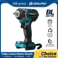 Drillpro 1200N.M Brushless Electric Wrench 1/2 inch Cordless Impact Wrench Power Tools for Makita 18V Battery Without Battery