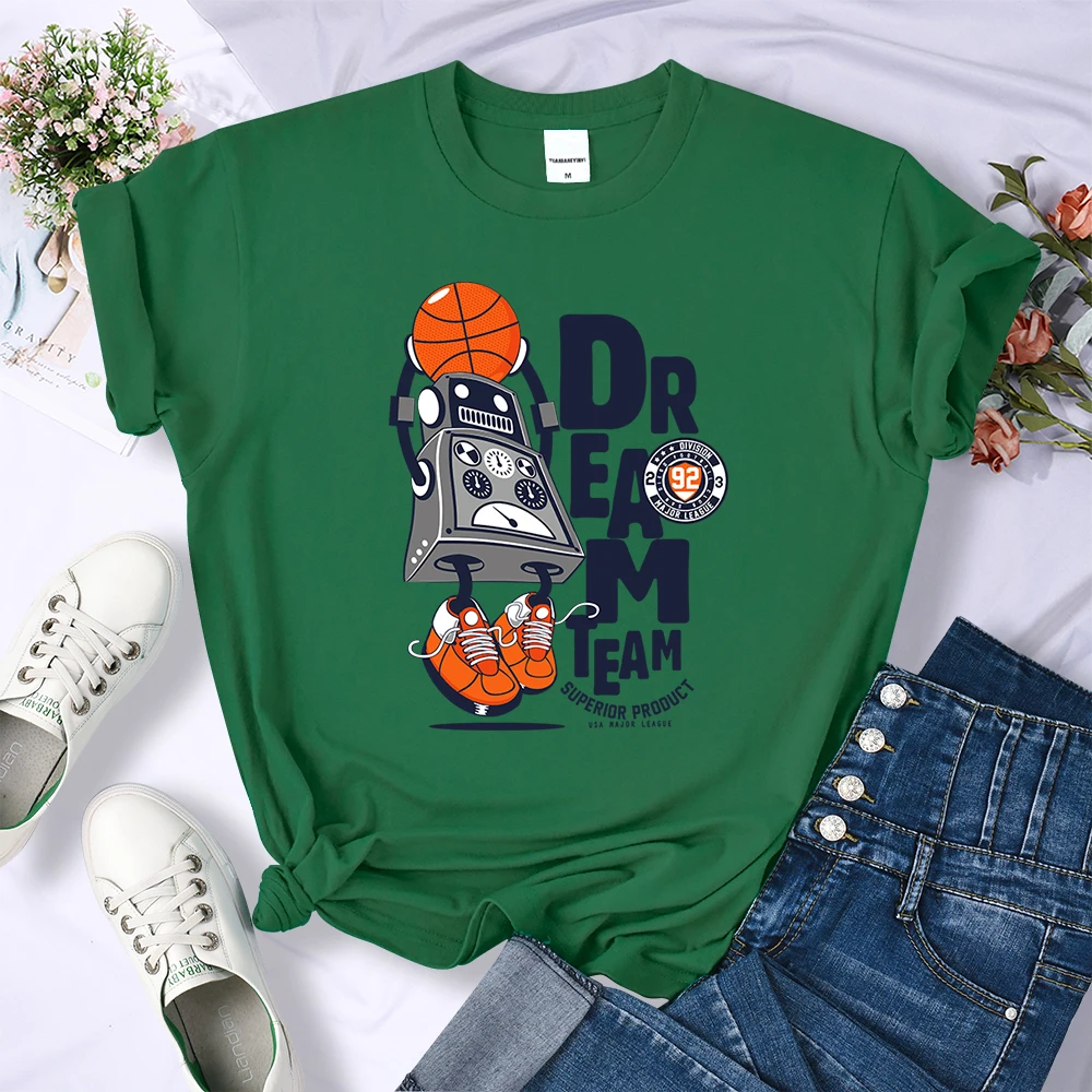 Basketball Dream Team Print Tshirts Women Breathable Casual T-Shirt Fashion Summer Clothes Street Creativity T-Shirts Womens