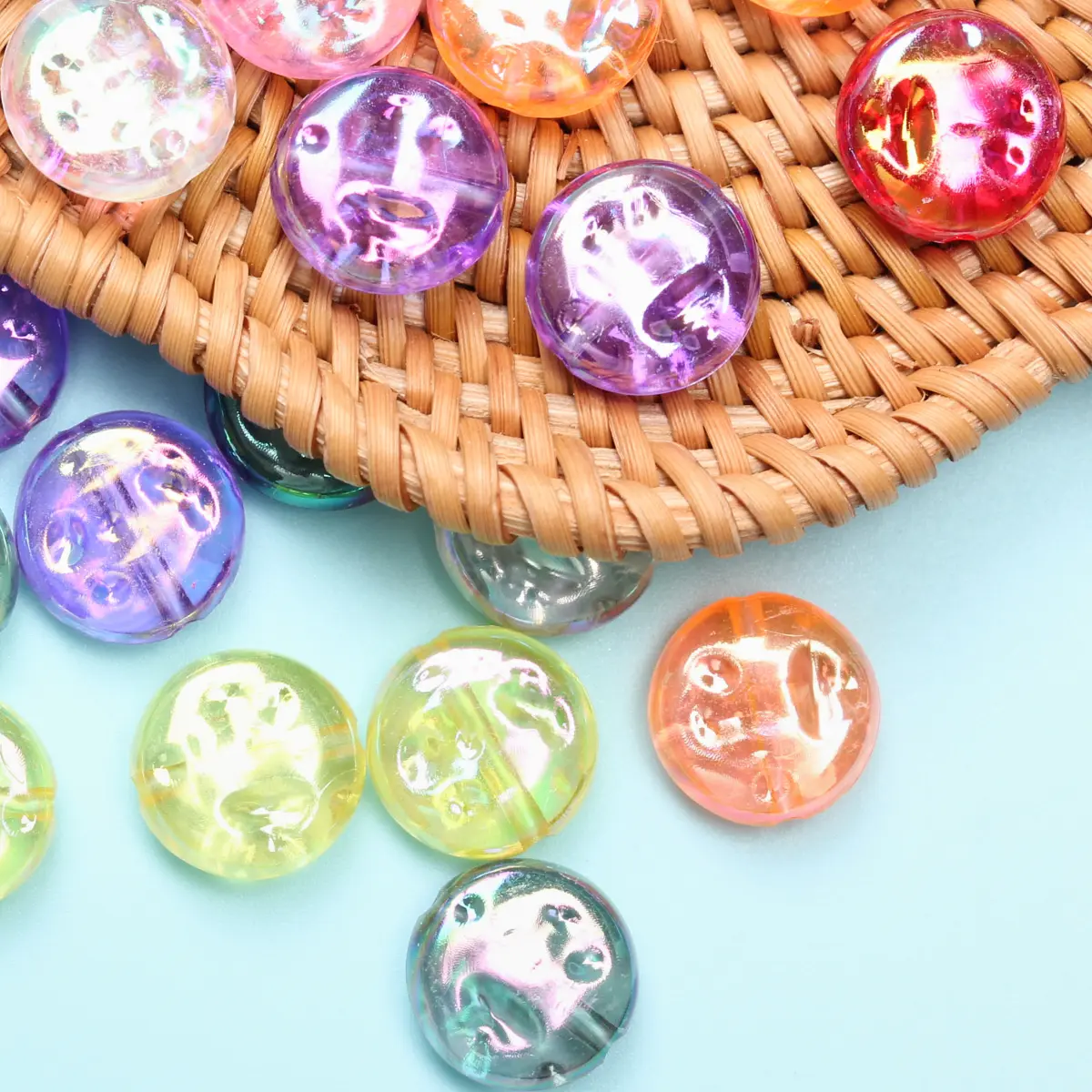 20pcs 12mm Jelly Color Button Round Loose Beads For Jewelry Making DIY Bracelet Neckalce Keychain Handmade Materials Wholesale