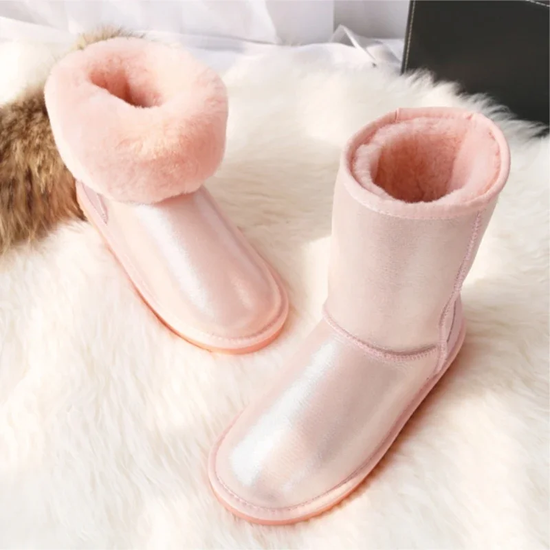 G&Zaco Luxury Australia Sheepskin Snow Boots Women Winter Fur Boots Calf Sheep Shoes Genuine Leather Natural Wool Flat G Boots