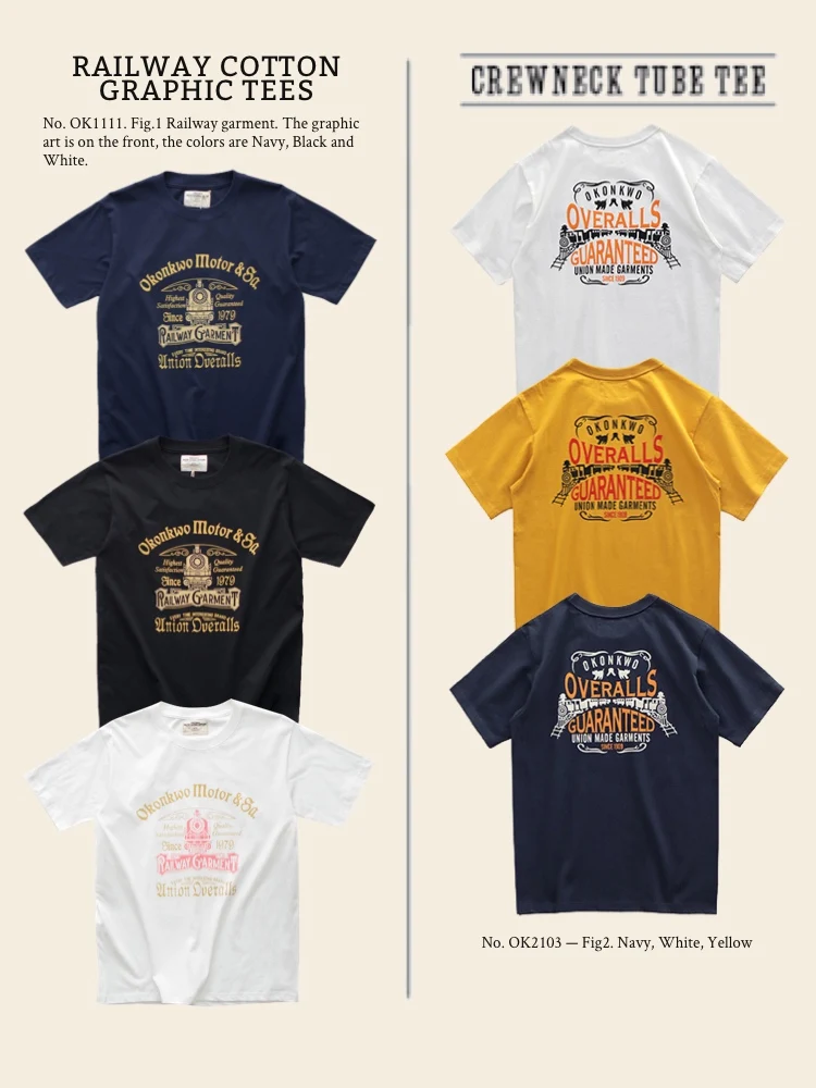 

American Retro Railway Train Print T-irt ort Sve Cotton Casual Faion Summer Tee for Young Men