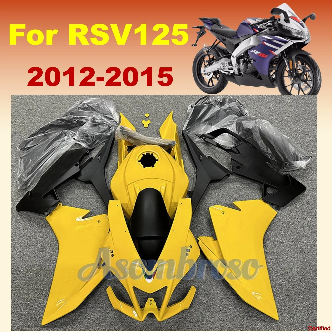 

Motorcycle Fairing kit for Aprilia RS4 RS125 2012 2013 2014 2015 RSV 125 Yellow Bodywork fairings