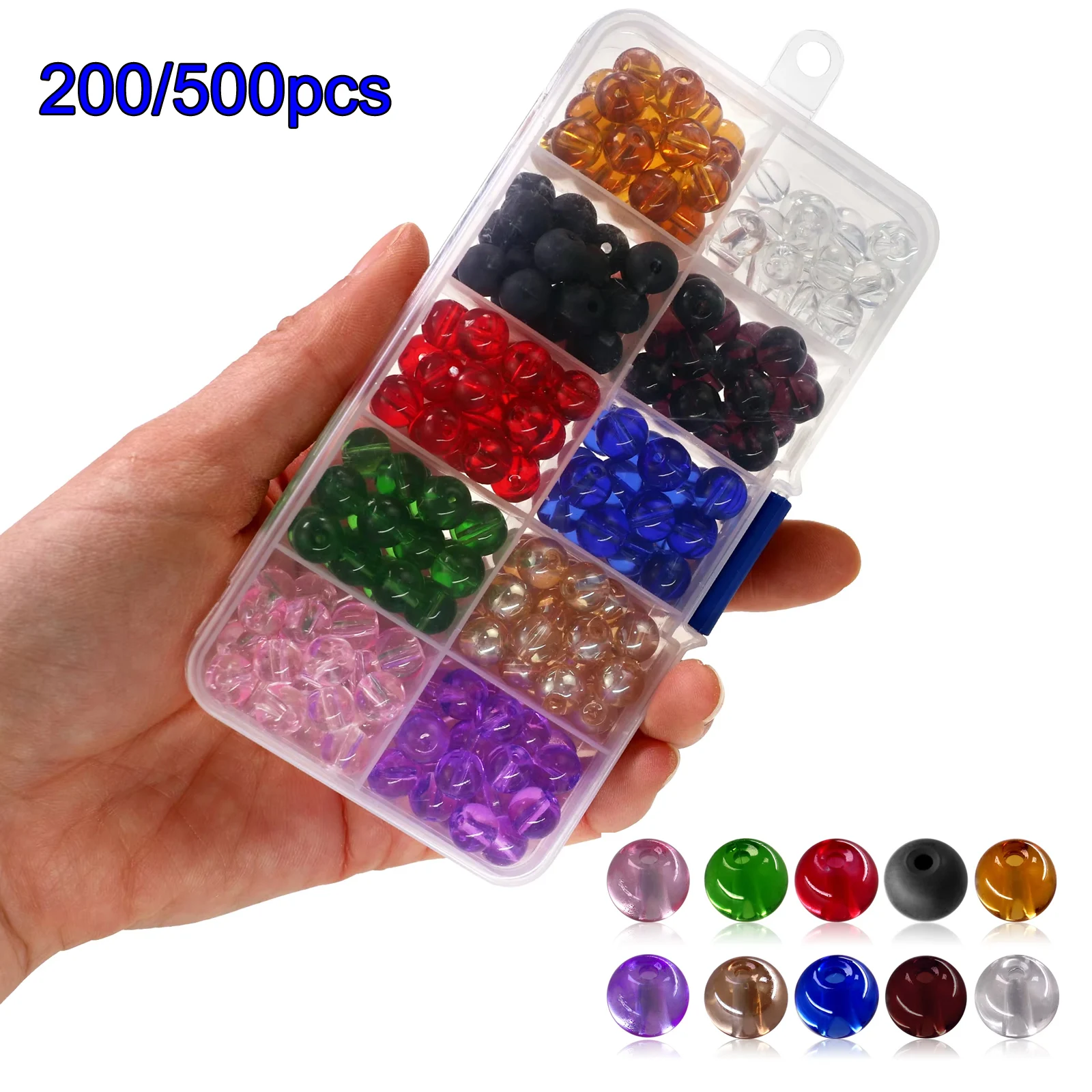 

THKFISH 200pcs/500pcs Fishing Beads 6mm 8mm Colorful Slide Space Bead Carolina Rigs Taxes Rig Accessories For Bass Fishing