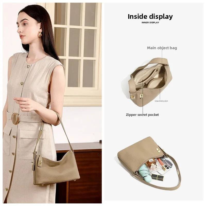 2025 الخريف الشتاء 100% جلد البقر زلابية حقيبة المحمولة تحت الإبط حقيبة كروسبودي مصمم حقيبة نسائية عالية الجودة هدية فاخرة