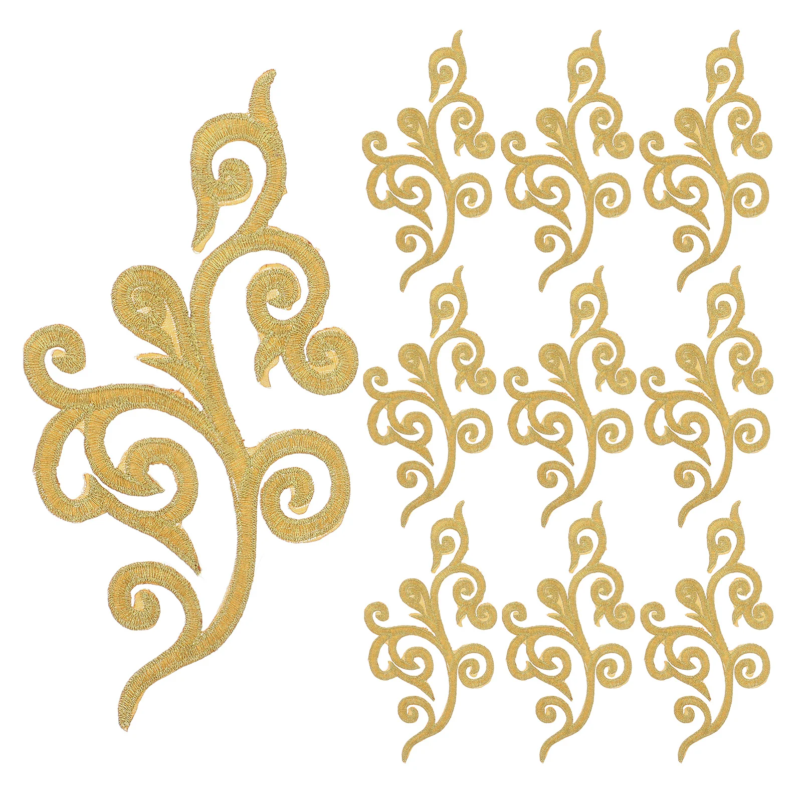 

10 Pcs Gold Embroidered Applique Back Glue Embroidery Clothes Decoration Accessories Border Stickers
