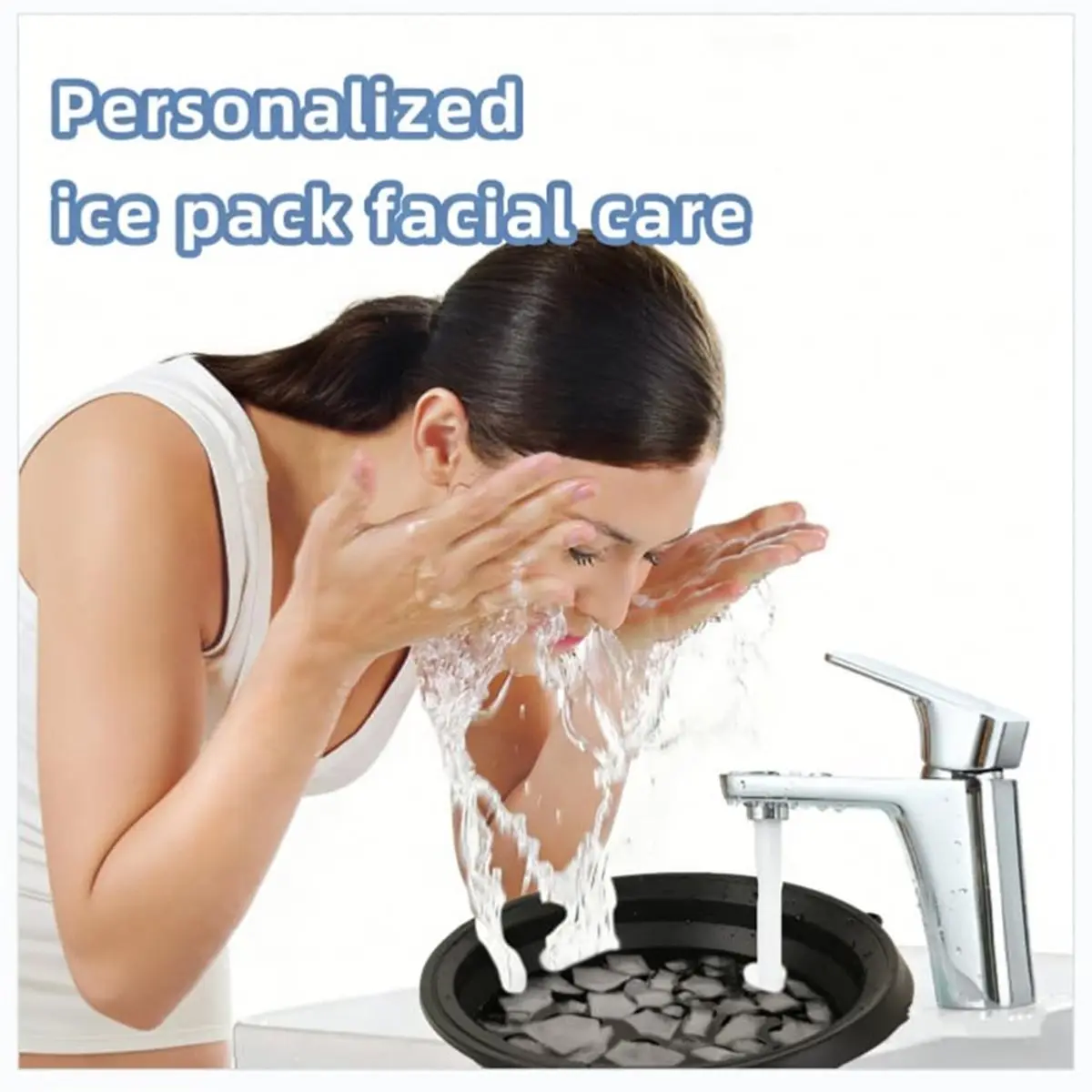 Light Weight Breathable Fold- Ice Basin for Sink, Portable Washing Basin for Face Skin Care Soaking,for Travel Home Use