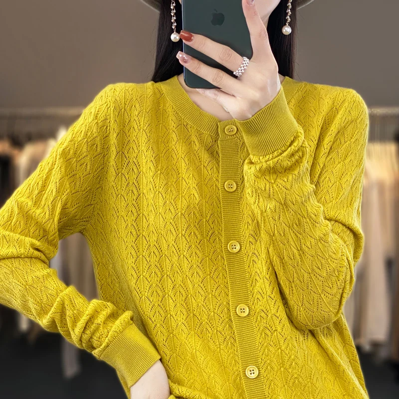 2023 New Women\'s Cardigan Women\'s Cashmere Cardigan Women\'s Sweater Cardigan Hollow out Cardigan Knitted Cardigan Cashmere Coat