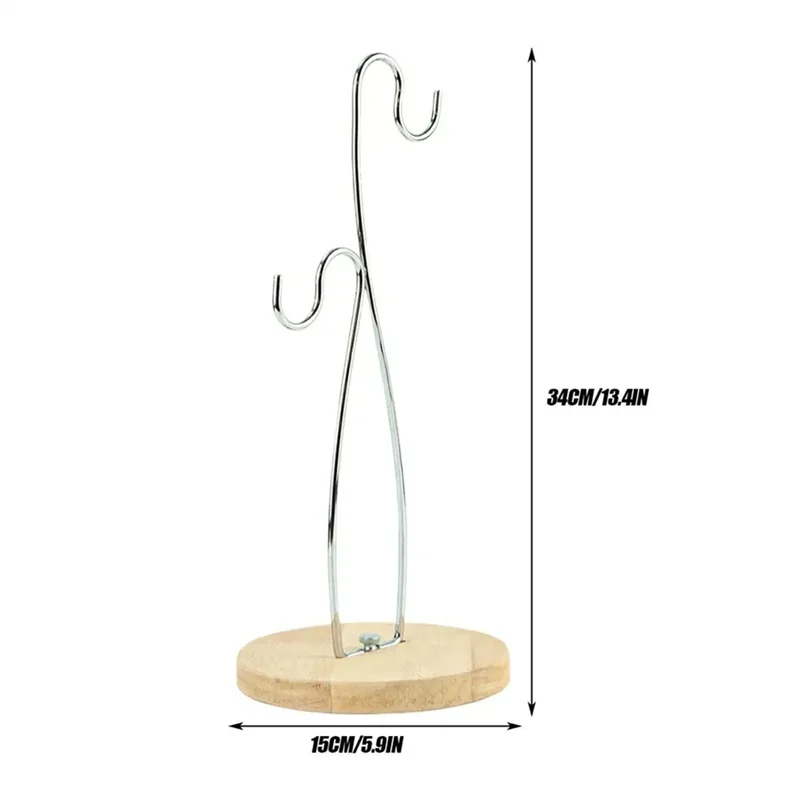 ABDJ-バナナスタンド バナナフック 積み重ね可能なオーガナイザー 木製ベースとステンレススチールフック付き パントリーダイニングキャビネット卓上用