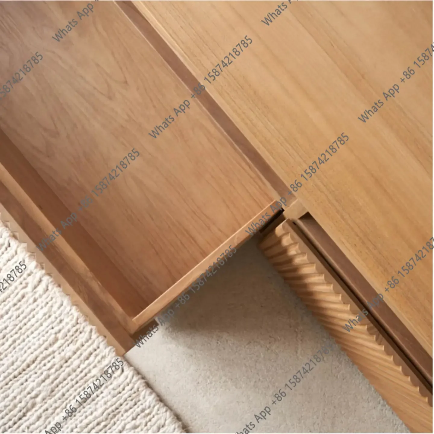 X25 Living Room Oak TV Cabinet Simple Curved Cabinet Door Solid Wood Floor Decorative Video Cabinet Customization