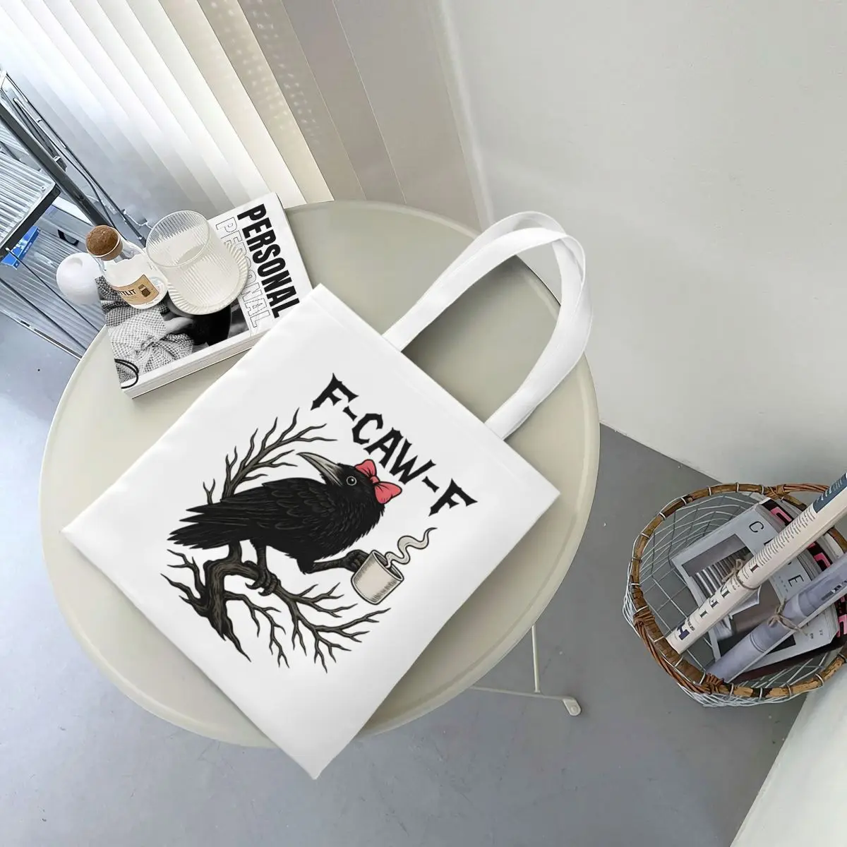 حقيبة يد قماشية من Humor Bird F-Caw-F قابلة لإعادة الاستخدام بتصميم فريد من نوعه للجنسين #4