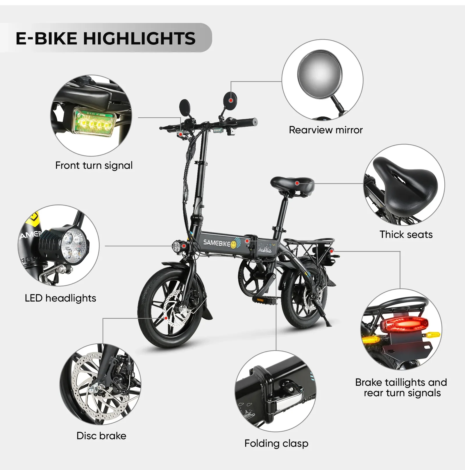 Samebike YINYU14 Folding Electric Bicycle 350W 36V 7.8Ah Lithium