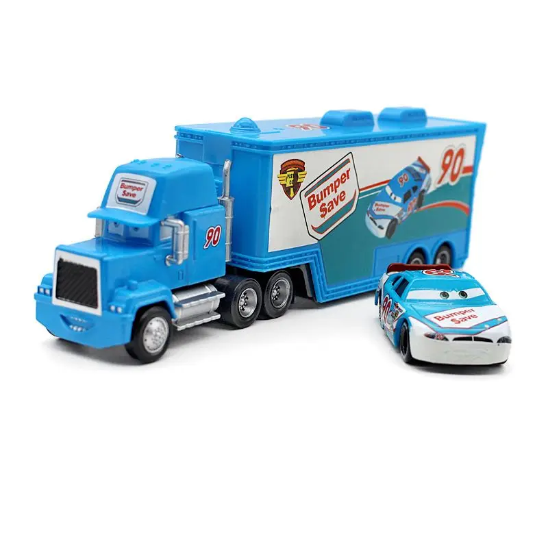 Disney Pixar Cars 2 Lightning McQueen Alloy No. 52 No. 58 No. 90 Racer Container Truck giocattoli per bambini modello statico regalo creativo