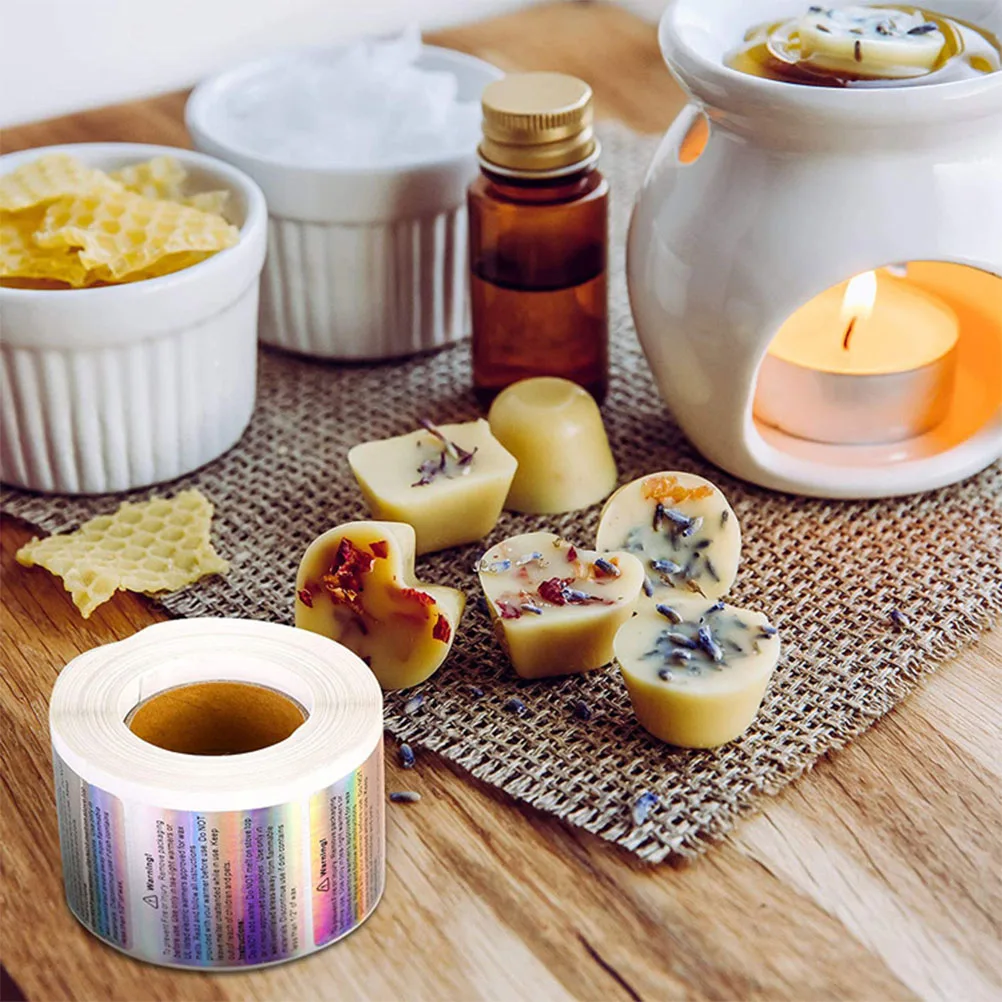 

1 Roll Wax Circle Stickers Bright Clear Text Warning Labels for Homemade Candles Safety Jar Decal Warning Labels