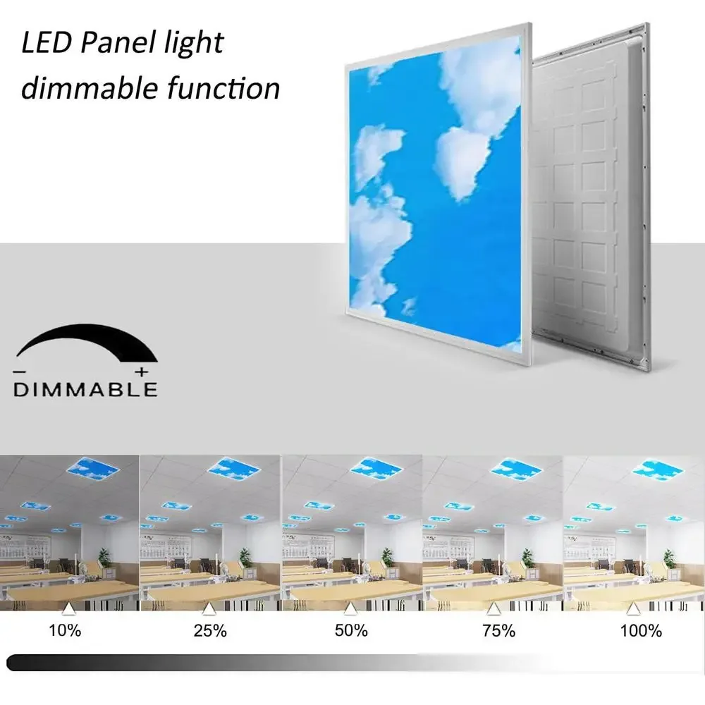 6Pack 1-4FT 50W 6000K LED Flat Panel Light Dimmable Eye Protection Ultra Thin Flush Mount Ceiling Fixture Home Office Use